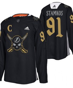 Steven Stamkos Lightning 2022 Pirate-themed Warmup Black Gasparilla inspired Jersey 91 Jersey