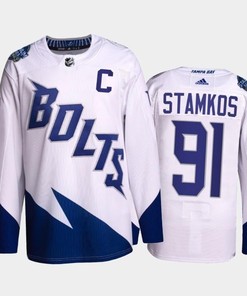 Steven Stamkos Lightning 2022 Stadium Series White Primegreen Jersey, Men Jersey