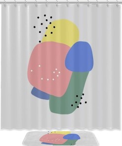 Stone Mushroom Fabric Bathroom Shower Curtain - Durable Waterproof Bath Curtains
