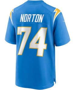 Storm Norton 74 Los Angeles Chargers Team Game Jersey - Powder Blue