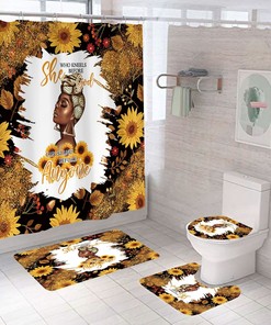 Strength African American Shower Curtain - 4 Piece Set for Bathroom Decor