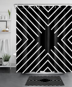 Striped Geometric Pattern Shower Curtain for Modern Bathroom Decor
