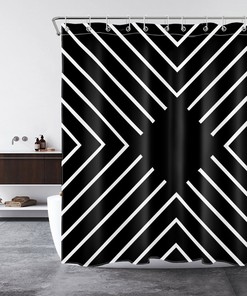 Striped Geometric Pattern Shower Curtain for Modern Bathroom Decor