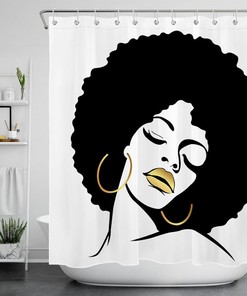 Stunning African American Girl Makeup Shower Curtain - High Quality Waterproof Fabric
