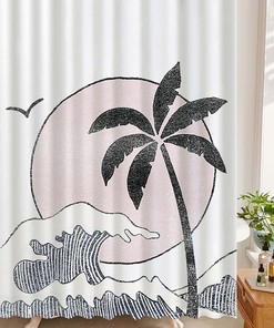 Stunning Beach View Palm Coconut Tree Shower Curtain for Home Decor