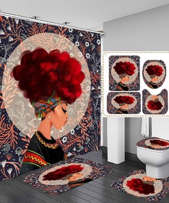 Stylish African American Shower Curtain and Accessory Set for Bathrooms