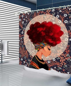 Stylish African American Shower Curtain and Accessory Set for Bathrooms