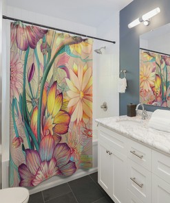 Stylish Botanical Art Floral Shower Curtain for Chic Bathroom Decor