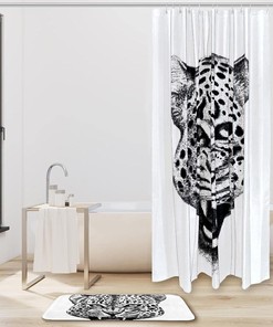 Stylish Leopard Print Waterproof Shower Curtain for Bathroom Decor