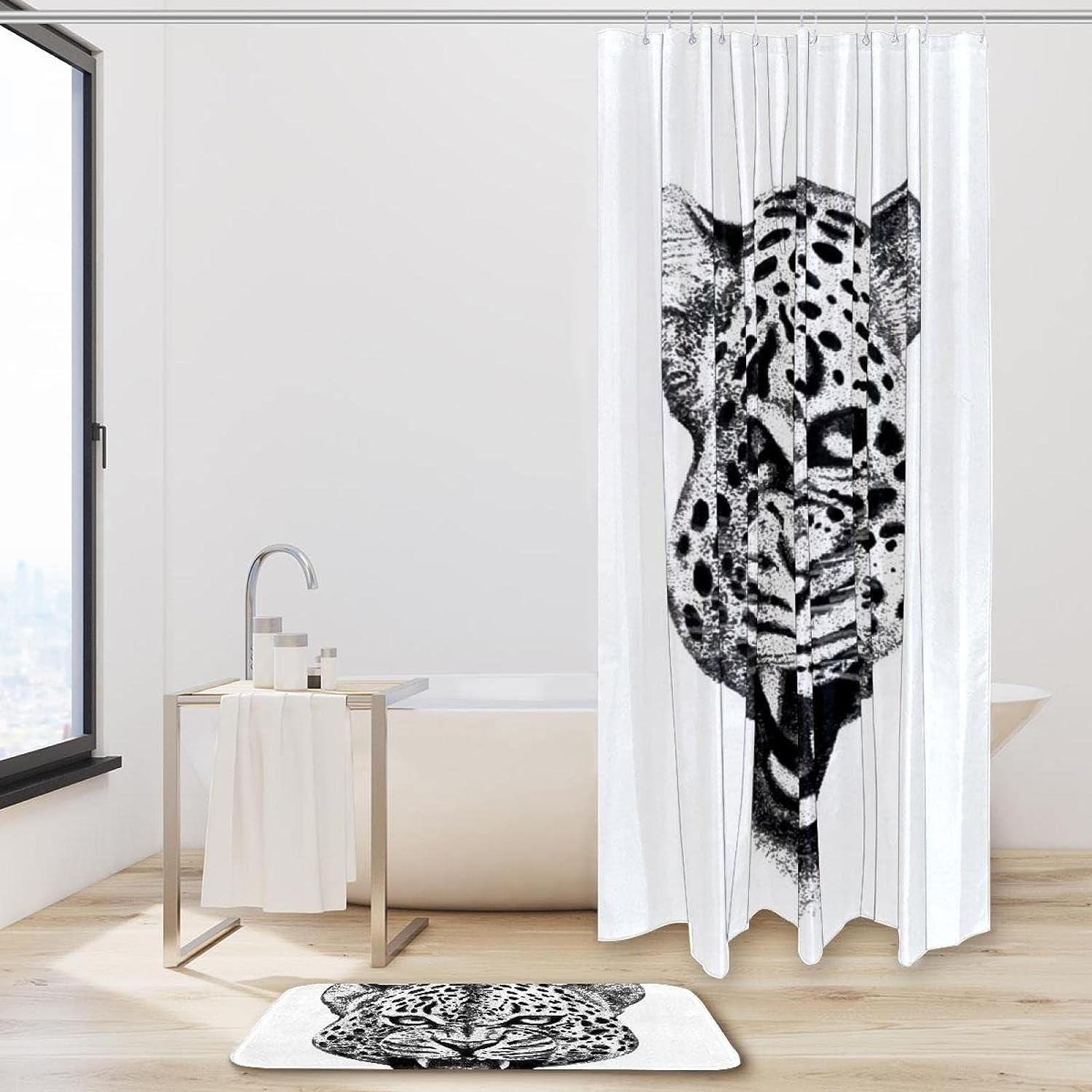 Stylish Leopard Print Waterproof Shower Curtain for Bathroom Decor