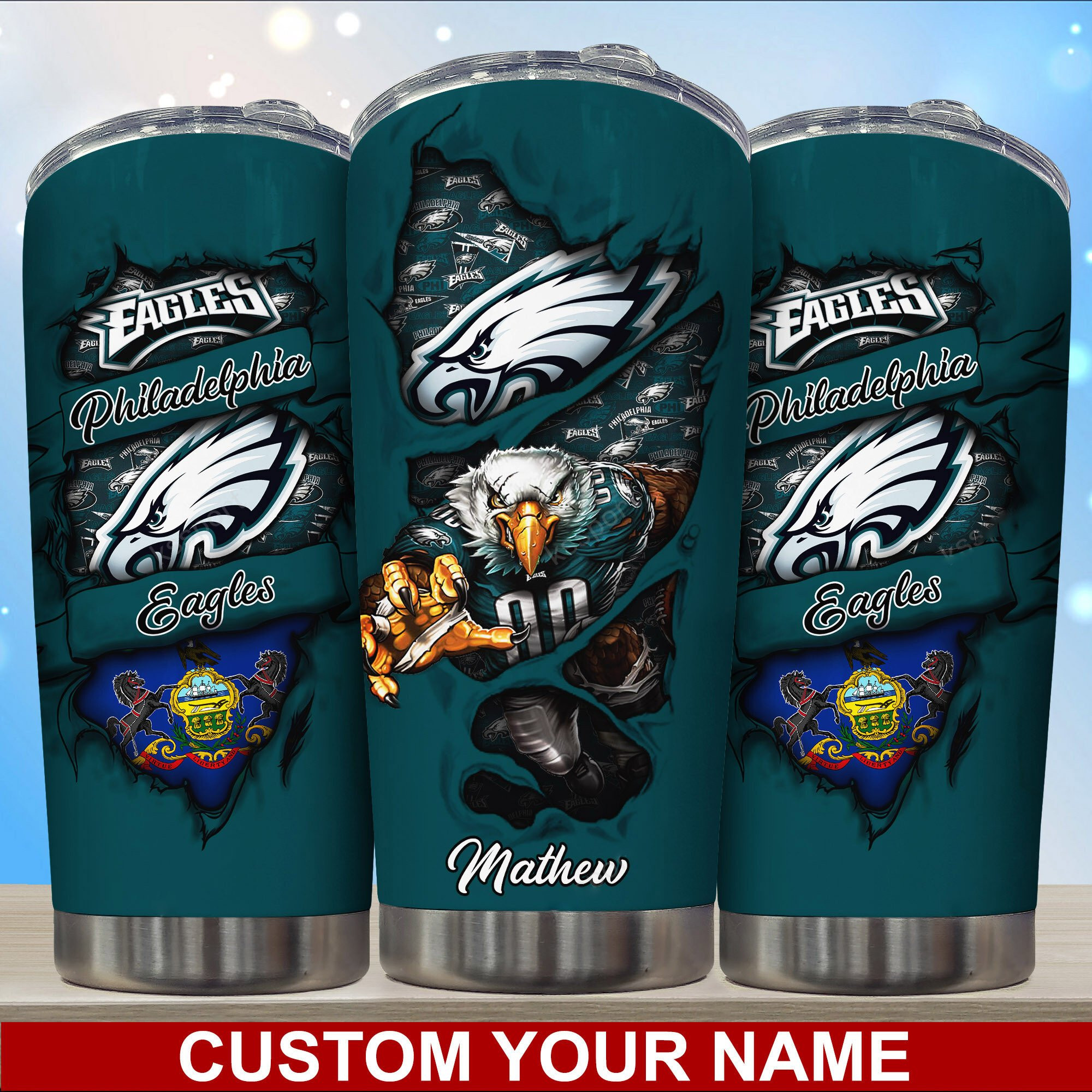 Stylish Philadelphia Eagles Custom Name Tumbler for Every Fan