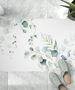 Stylish White and Green Floral Boho Shower Curtain with Matching Towel Set