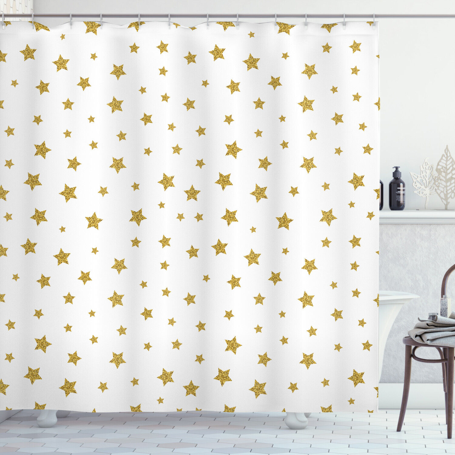 Stylish Yellow Stars Pattern Birthday Shower Curtain - Cute Bathroom Decor