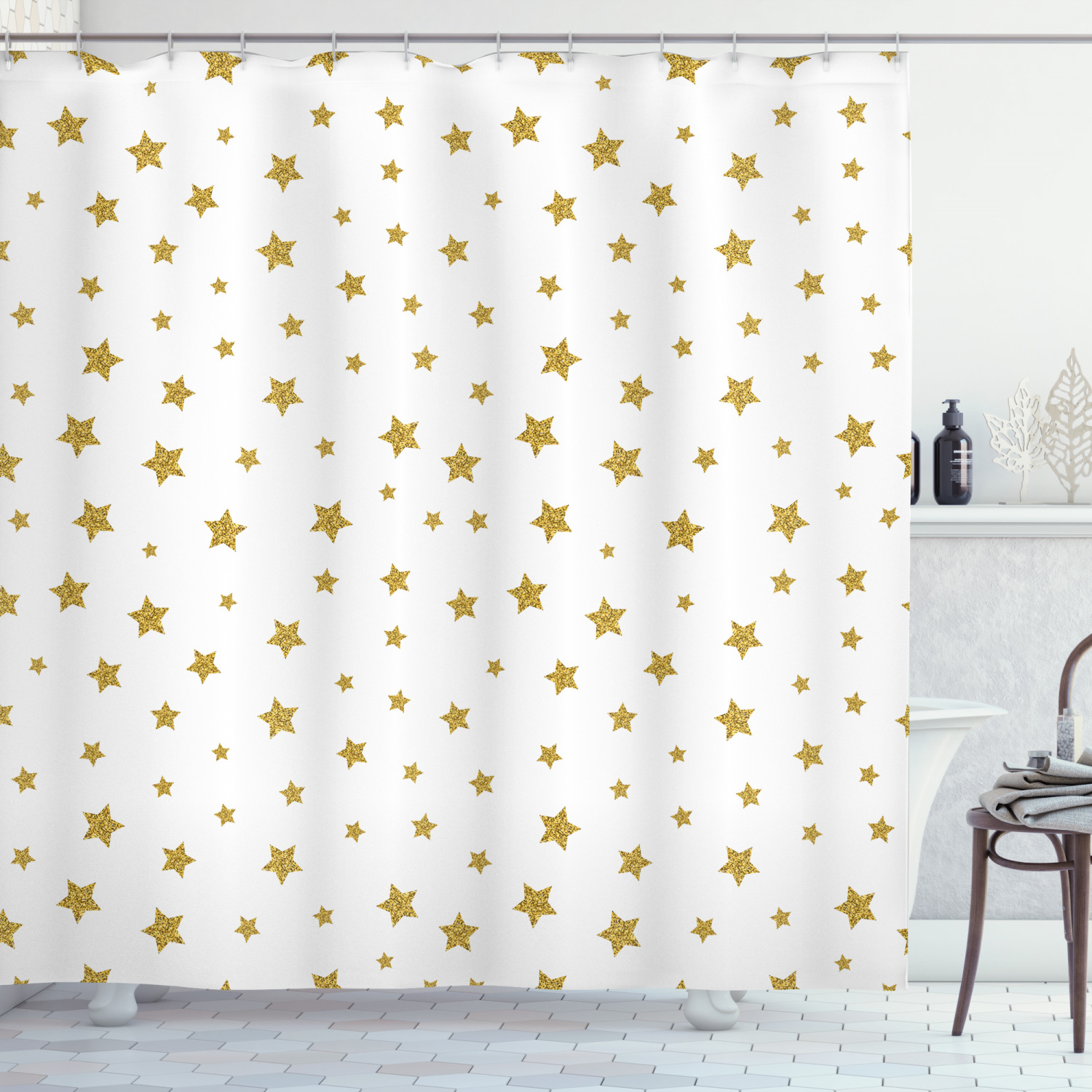 Stylish Yellow Stars Pattern Birthday Shower Curtain - Cute Bathroom Decor