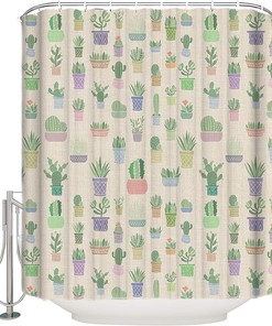 Succulents Oasis Cactus Plant Shower Curtain - Bathroom Decor