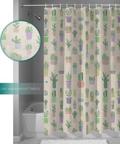 Succulents Oasis Cactus Plant Shower Curtain - Bathroom Decor