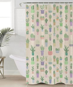 Succulents Oasis Cactus Plant Shower Curtain - Bathroom Decor