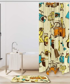 Summer Hawaii Fabric Bathroom Shower Curtain - Durable Waterproof Bath Curtains