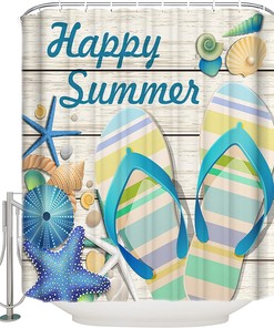 Summer Seashell Starfish Urchin Shower Curtain - Home Decor Bathroom Curtain