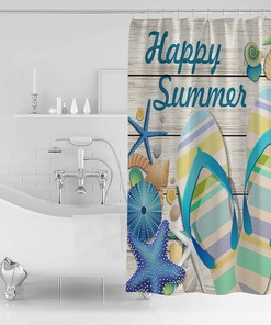 Summer Seashell Starfish Urchin Shower Curtain - Home Decor Bathroom Curtain