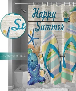 Summer Seashell Starfish Urchin Shower Curtain - Home Decor Bathroom Curtain