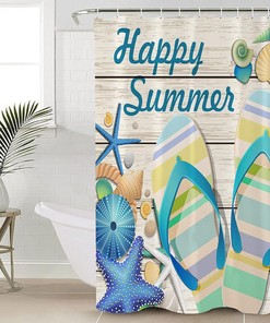Summer Seashell Starfish Urchin Shower Curtain - Home Decor Bathroom Curtain