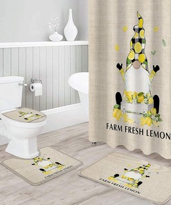 Summer Time Gnome with Lemon Shower Curtain for a Fun and Colorful Bathroom Decor