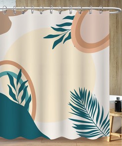 Sun Botanical Floral Shower Curtain, Minimalist Bohemia Art, Bathroom Decor
