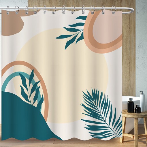 Sun Botanical Floral Shower Curtain, Minimalist Bohemia Art, Bathroom Decor