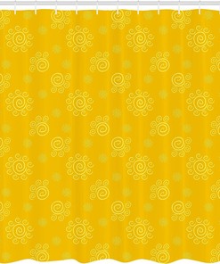 Sun Patterned Shower Curtain, Sun Pattern with Spiral Spots Like Hot Summer Day Inspired, Cloth Bathroom Decor W, Yellow