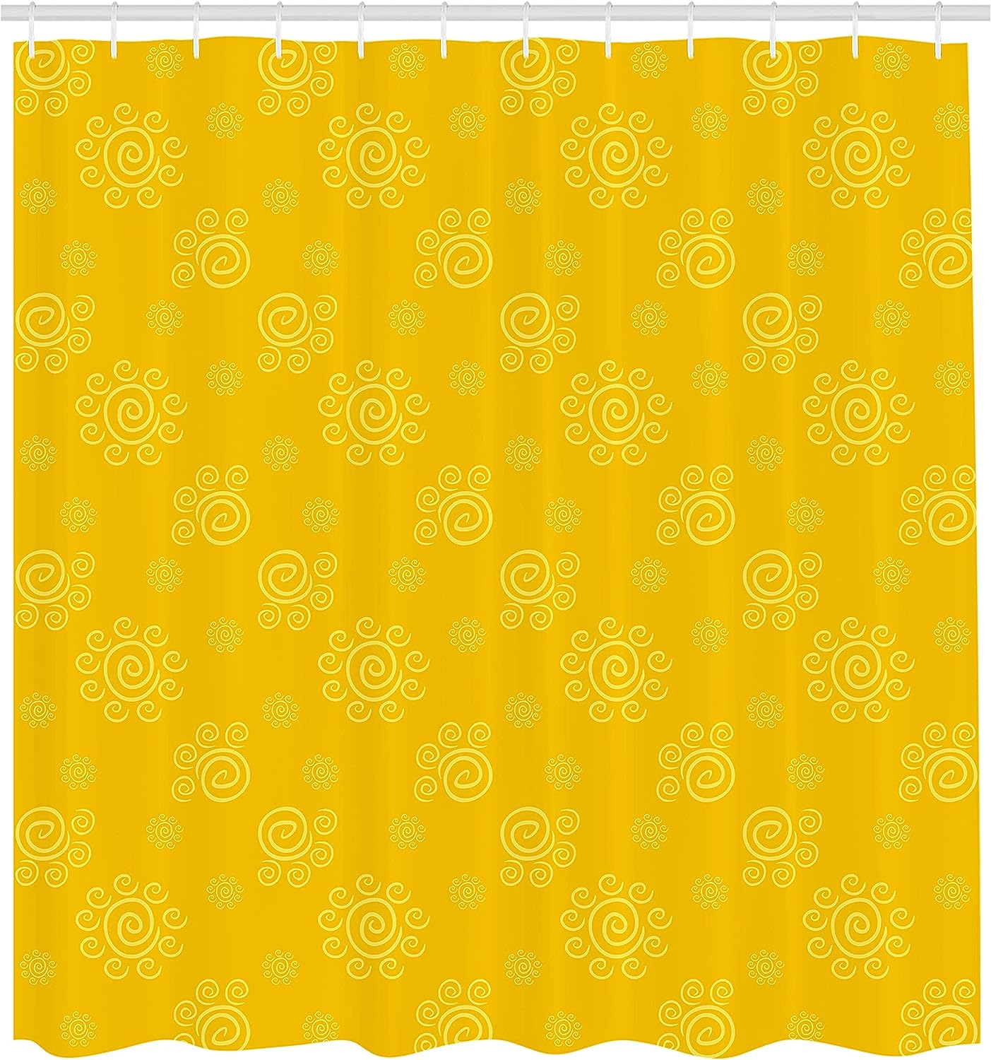 Sun Patterned Shower Curtain, Sun Pattern with Spiral Spots Like Hot Summer Day Inspired, Cloth Bathroom Decor W, Yellow