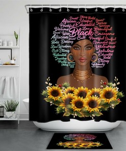 Sunflower African American Women Shower Curtain for Chic Bathroom Decor