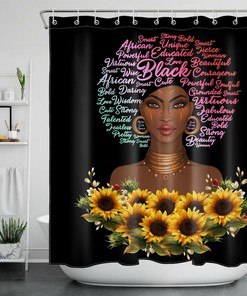 Sunflower African American Women Shower Curtain for Chic Bathroom Decor