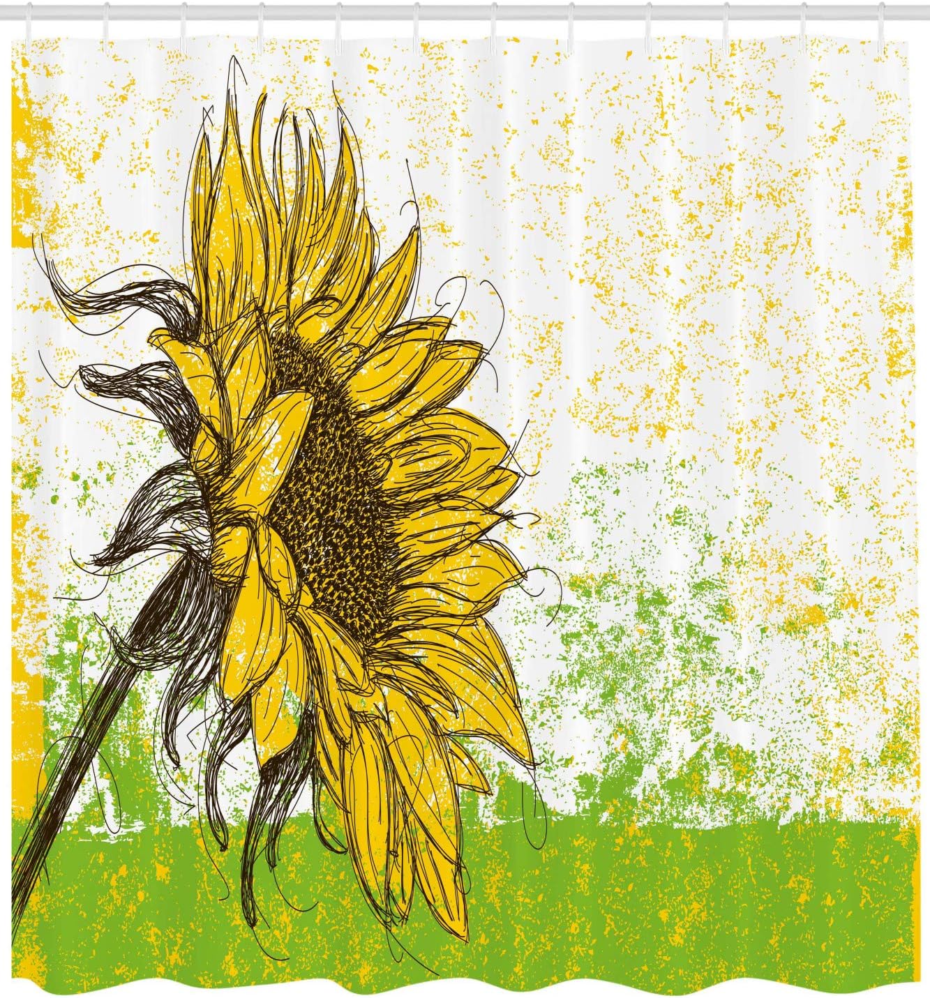 Sunflower Garden Sketchy Abstract Nature Shower Curtain Multicolor Bathroom Decor