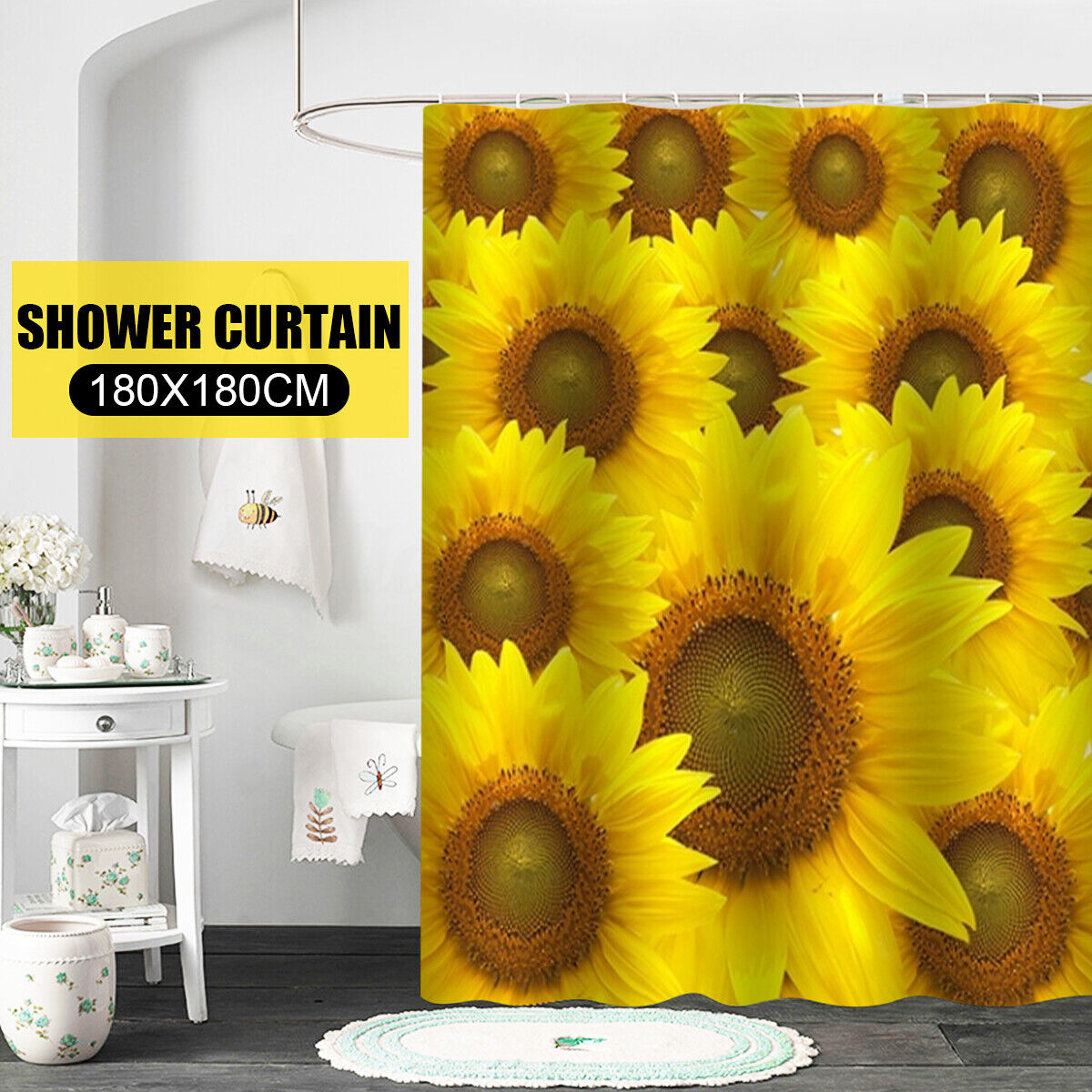 Sunflower Home Decor Shower Curtain for Bright Bathrooms