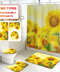 Sunflower Shower Curtain Set for Cheerful Bathroom Decor