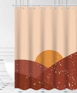 Sunset Modern Fabric Boho Shower Curtain for Bathroom Decor
