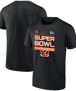 Super Bowl LVI Champions Cincinnati Bengals Iconic Slant Black T-Shirt