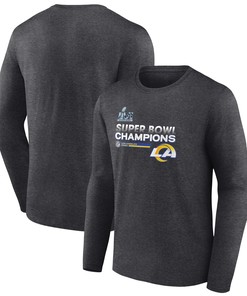 Super Bowl LVI Champions Los Angeles Rams Locker Room Trophy Collection Dark Heather Men Long Sleeves T-shirt