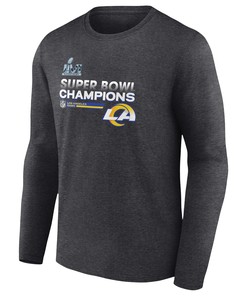 Super Bowl LVI Champions Los Angeles Rams Locker Room Trophy Collection Dark Heather Men Long Sleeves T-shirt