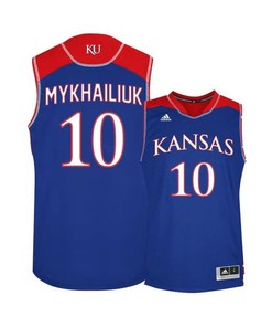 Sviatoslav Mykhailiuk 10 Kansas Jayhawks Basketball Men Jersey - Blue