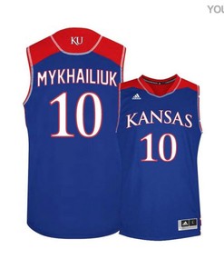 Sviatoslav Mykhailiuk 10 Kansas Jayhawks Basketball Youth Jersey - Blue