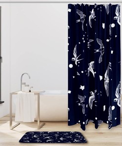 Swallow Bird Vector Waterproof Fabric Shower Curtain for Bathroom - Bathroom Accessories