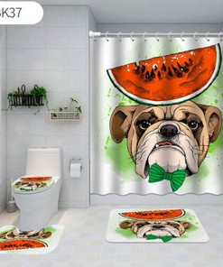 Sweet Summer - 3D Pet Dogs Watermelon Shower Curtain for Bathroom Decor
