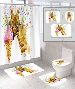 Sweet Treat - 3D Giraffe Ice Cream Animal Shower Curtain for Bathroom Decor