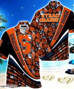 Syracuse Orange Summer Beach Hawaiian Shirt With Tropical Flower Pattern