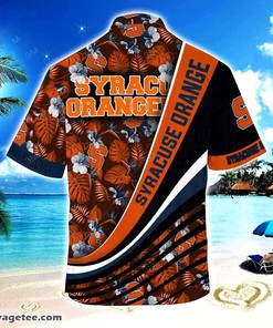 Syracuse Orange Summer Beach Hawaiian Shirt With Tropical Flower Pattern
