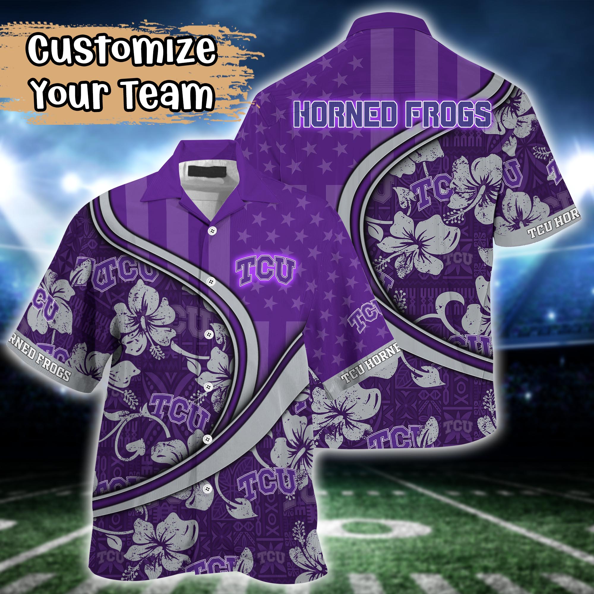 TCU Horned Frogs NCAA US Flag Flower Hawaii Shirt For Fans