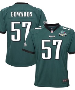 T.J. Edwards 57 Philadelphia Eagles Super Bowl LVII Champions 2 Stars 2 Stars Youth Game Jersey - Black