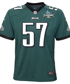 T.J. Edwards 57 Philadelphia Eagles Super Bowl LVII Champions 2 Stars 2 Stars Youth Game Jersey - Black